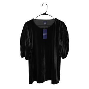 Chaps Ralph Lauren Womens Blouse Black Velvet Stretch Holiday Preppy Top XXL NWT
